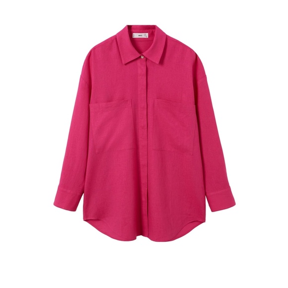 MANGO Hot Pink Oversized Button-Down Shirt | NWT | Size S - Picture 1 of 4